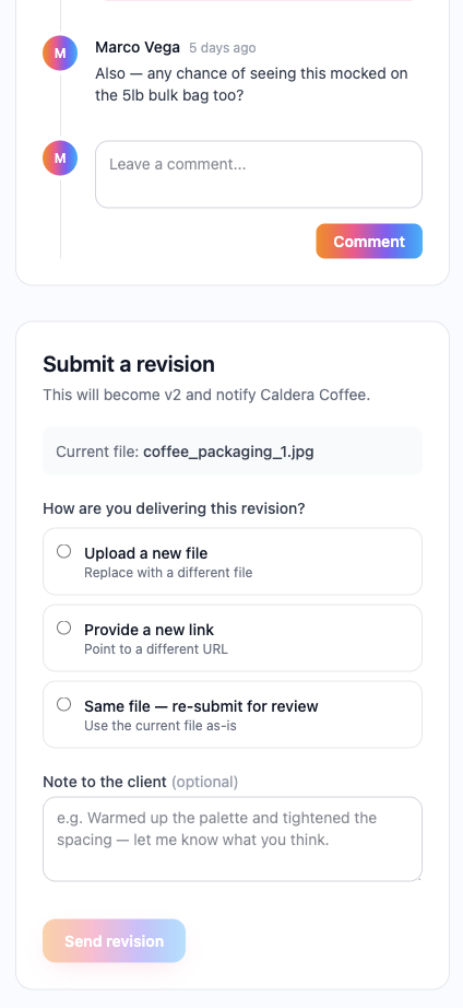 Mobile submit a revision